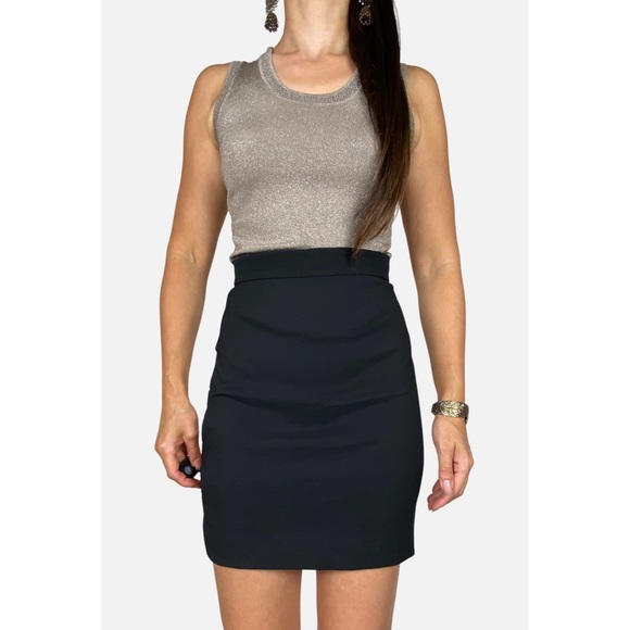 MESHKI Azalea Black Coin Embellished Cut Out Side High Waisted Mini Skirt Sz S 8 - Picture 2 of 9